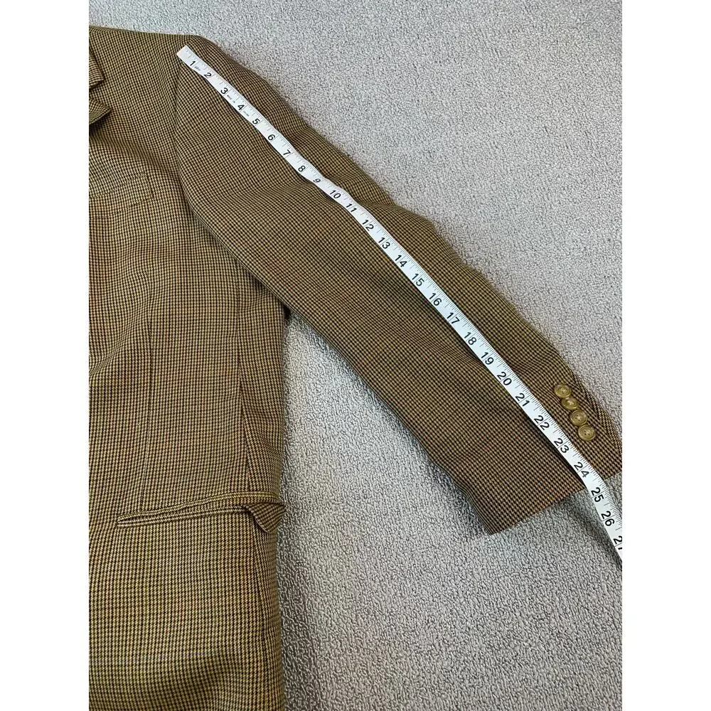 T. Harris London‎ 100% Wool Sport Coat Blazer Suit Jacket Houndstooth Brown 46L